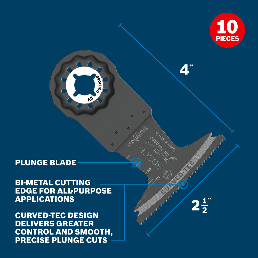 Bosch 2-1/2 Inch Starlock Oscillating Multi Tool Bi-Metal Plunge Cut Blade 10 pk., large image number 2