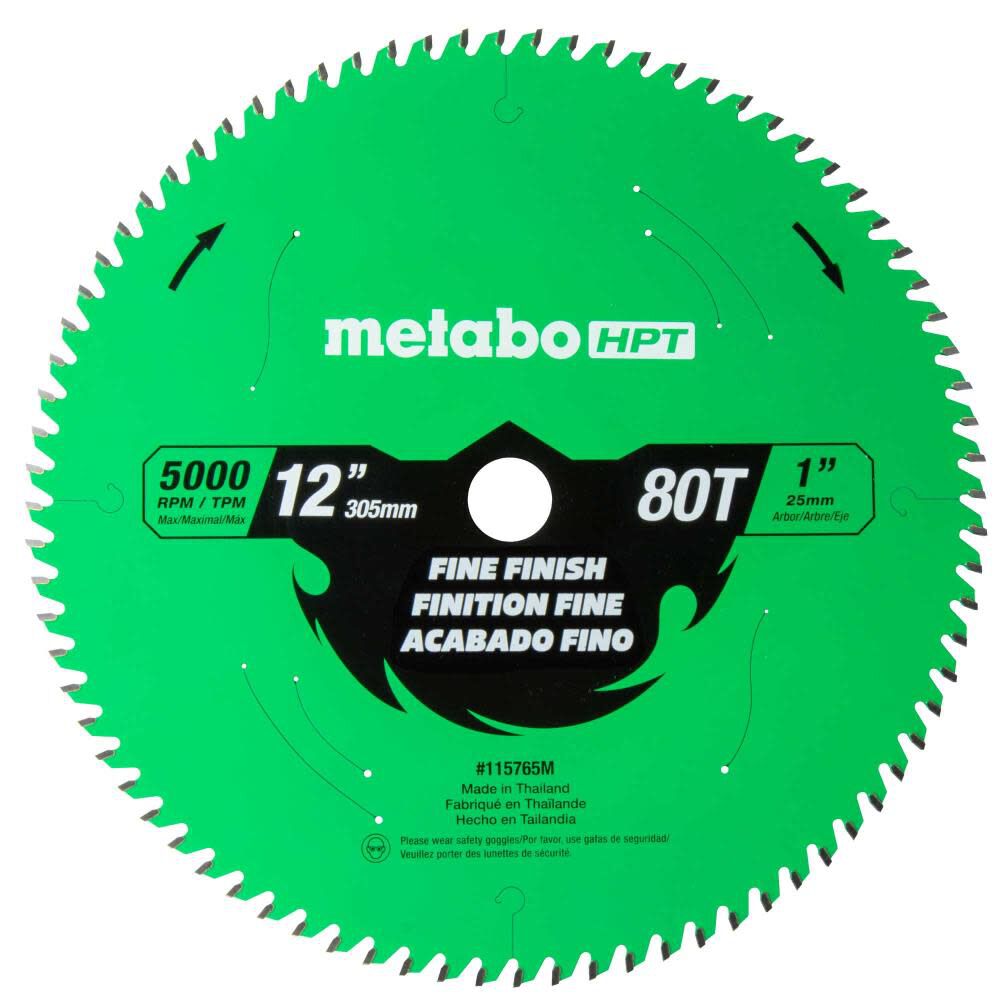 Metabo HPT Fine Finish 12 Inch 80-Tooth Saw Blade, large image number 1