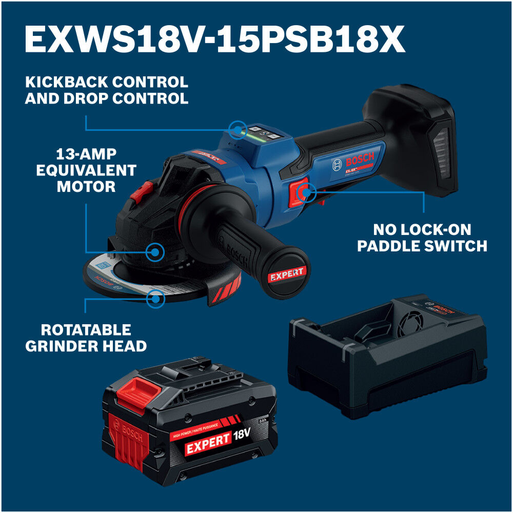 Bosch 18V Rotatable Angle Grinder Kit, large image number 2