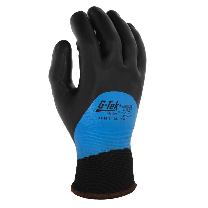 Protective Industrial Products PolyKor Insulated Coated Gloves with Acrylic Liner Black and Blue Large 12 Pairs, large image number 1