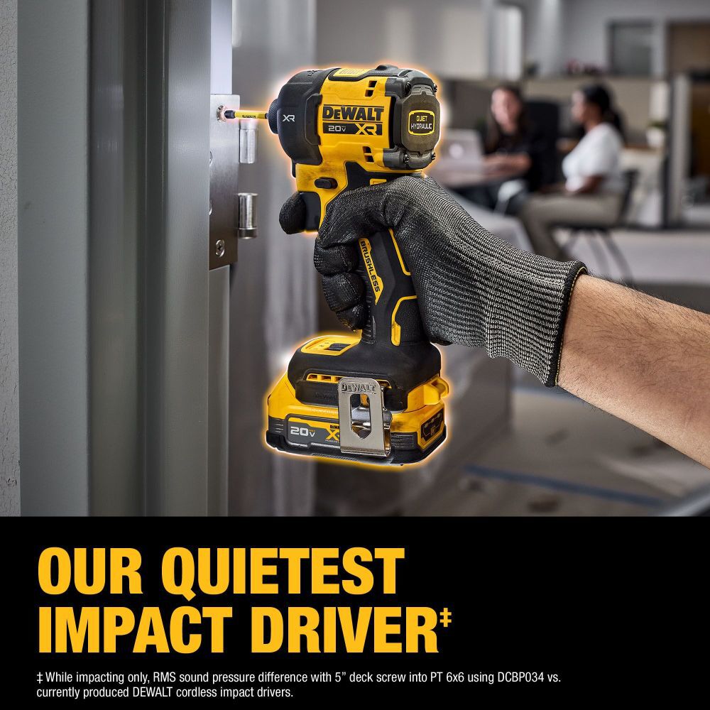 DEWALT 20V MAX XR 1/4 Inch Quiet Hydraulic Impact Driver Kit & Elite Series 100pc Drill Driver Set, large image number 6