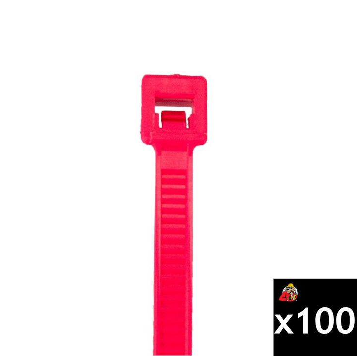 NELCO Products 14 Inch Nylon Cable Tie Fluorescent Pink 100 Pieces
