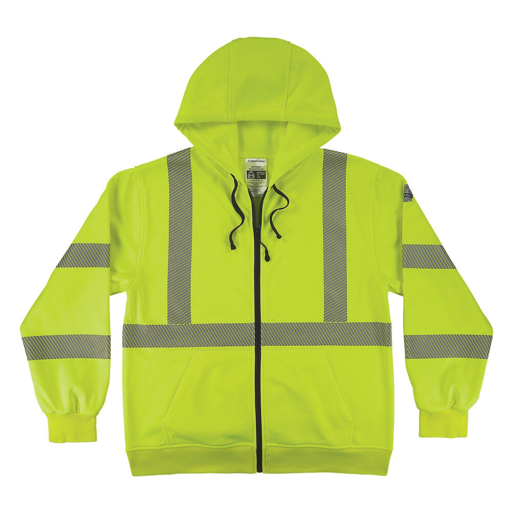 Ergodyne GloWear 8305W Class 3 Womens Performance Zip-Up Hoodie Hi-Vis Lime Medium, large image number 9