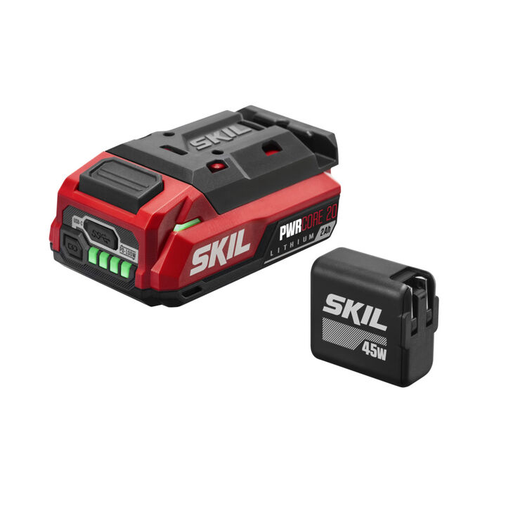 SKIL PWR CORE 20 2 Ah 20V USB-C Battery and Charger Starter Kit