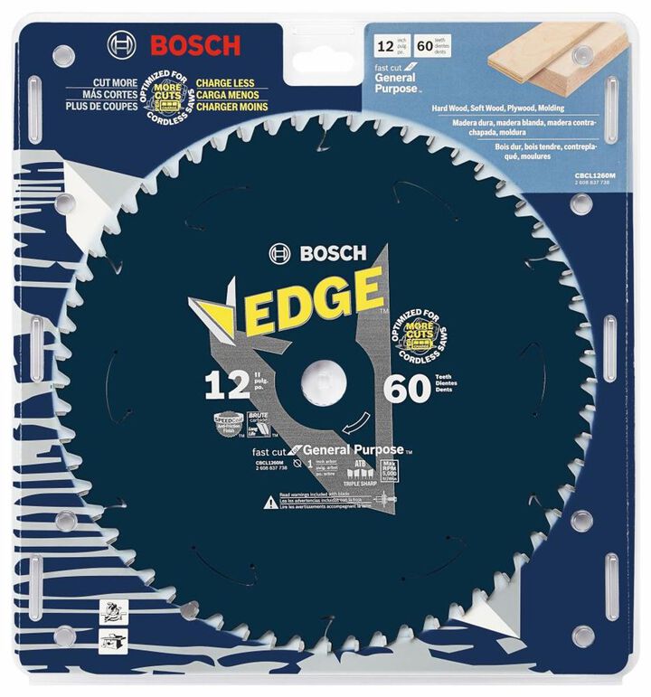 Bosch 12 Inch 60 Tooth Edge Cordless Circular Saw Blade for General Purpose, large image number 1