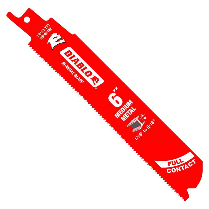 Diablo Tools 6in Bi-Metal Recip Blade for Medium Metal Cutting 3/32in to 5/16in 5pc