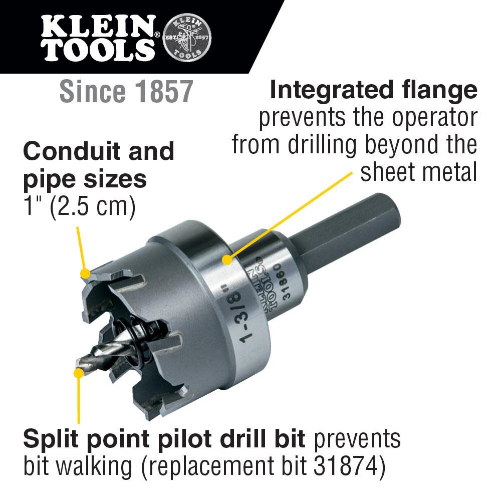 Klein Tools 1-3/8 Inch Carbide Hole Cutter, large image number 2
