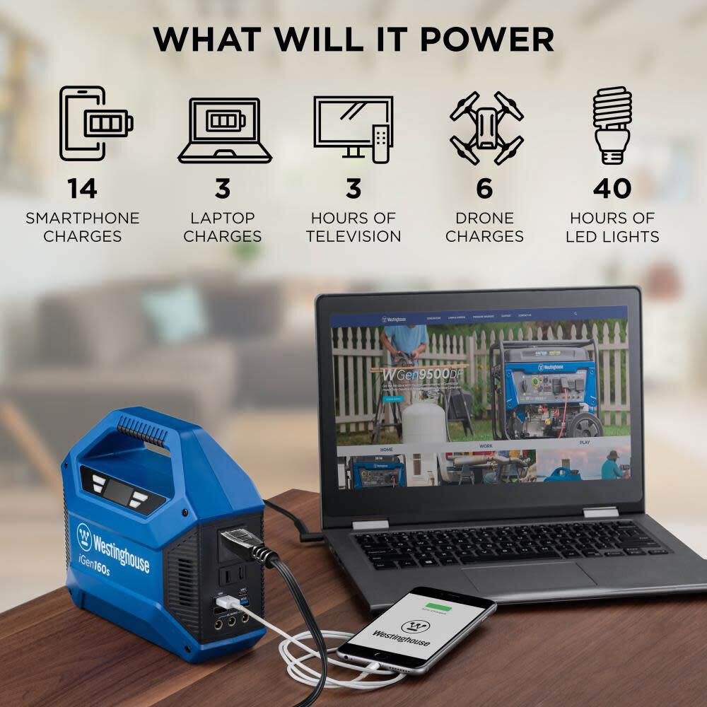 Westinghouse Outdoor Power 150 Watt Lithium-Ion Battery Solar Portable Power Station, large image number 12