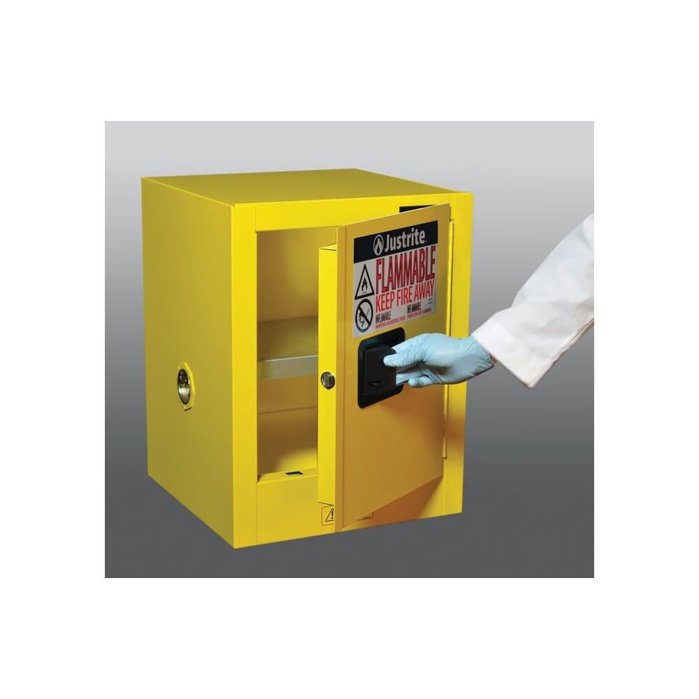 Justrite 4 Gallon Yellow Steel Manual Close Flammable Cabinet, large image number 4