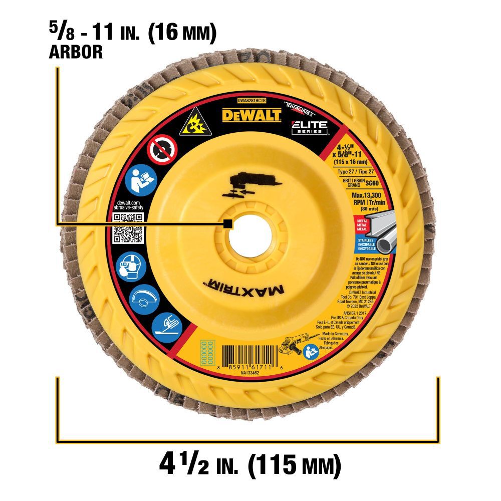 DEWALT 4 1/2in X 5/8in 11 60G T27 XP Ceramic Trim Flap Disc, large image number 2