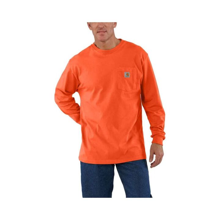 Carhartt Men's Cotton Long-Sleeve T-Shirt, Bright Orange, Medium