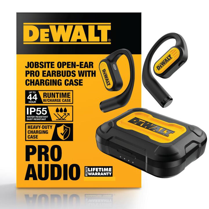 DEWALT Heavy Duty Open Ear Bluetooth Earbud with Charging Case