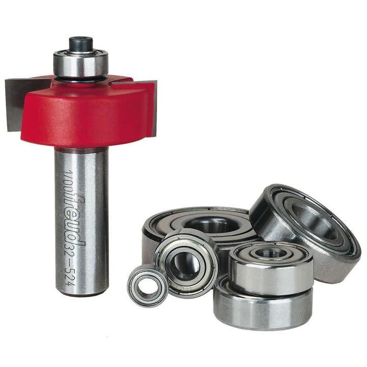 Freud Flush 1/8 In. 1/4 In. 5/16 In. 3/8 In. 7/16 In. 1/2 In. Depth Rabbeting Bit Set with Interchangeable Bearings with 1/2 In. Shank