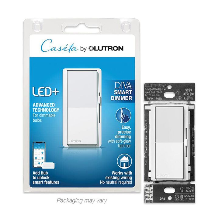 Lutron Diva 120V 150W 1P Gloss White Smart Dimmer Switch