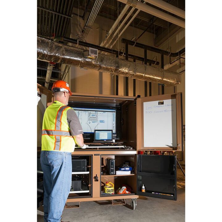 Knaack DataVault 150 Lbs Steel Mobile Digital Plan Station with 40 Inch TV Monitor & Laser Printer, large image number 14