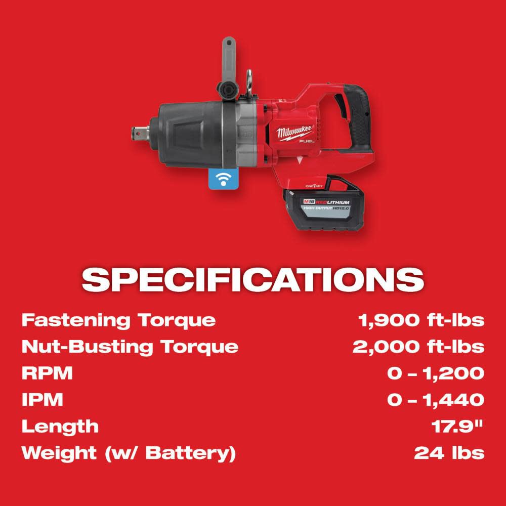 Milwaukee M18 FUEL 1 in. D-Handle High Torque Impact Wrench with ONE-KEY Kit, large image number 8