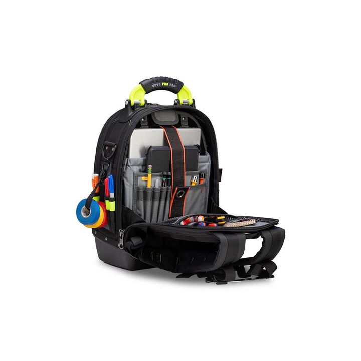 Veto Pro Pac 35 Lbs Small Zippered Tool Backpack, Black/Hi-Viz Yellow, large image number 9