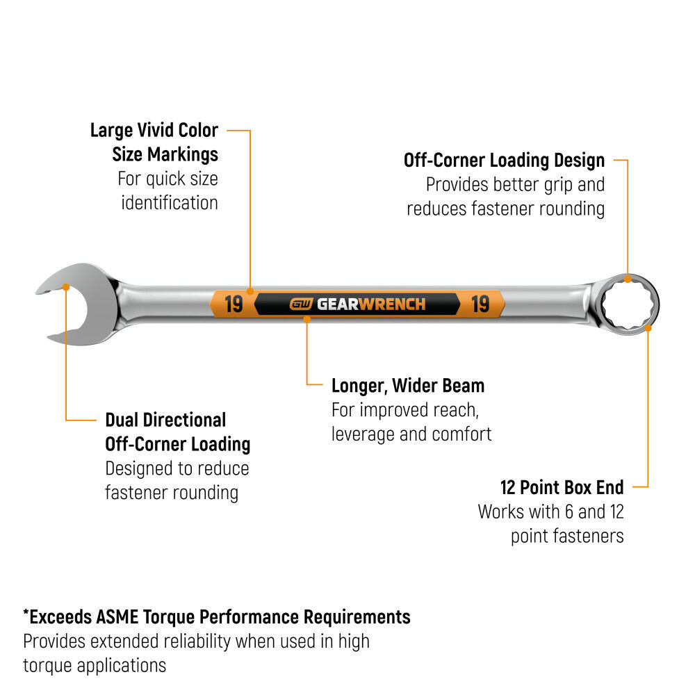 GEARWRENCH 44 Pieces 12 Point SAE/Metric Hi-Viz Long Pattern Combo Wrench Set, large image number 2