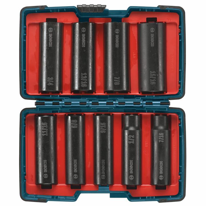 Bosch 1/2 Inch Drive Deep Well Impact Socket Set 9-Piece