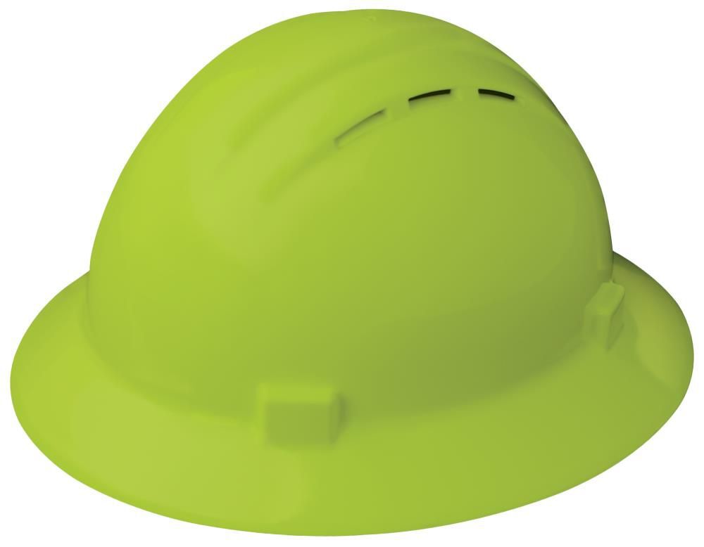 Delta Plus Hi-Vis Lime Americana Full Brim Vent Hard Hat Ratchet Suspension, large image number 1