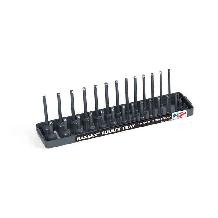 Hansen Global 2 Row Socket Tray 1/4in Drive 28 Slot Metric Gray