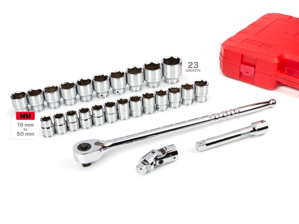 Tekton 3/4 Inch 6 Point Socket and Ratchet Set Case, 26 Pieces (19-50 mm), large image number 3