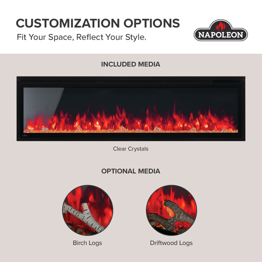 Napoleon Entice 36 Inch Black Single-Sided Wall-Hanging Electric Fireplace, large image number 6