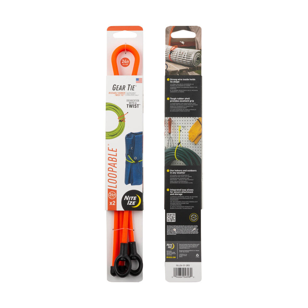 Nite Ize Gear Tie Loopable Twist Tie 24in 2pk Bright Orange, large image number 3