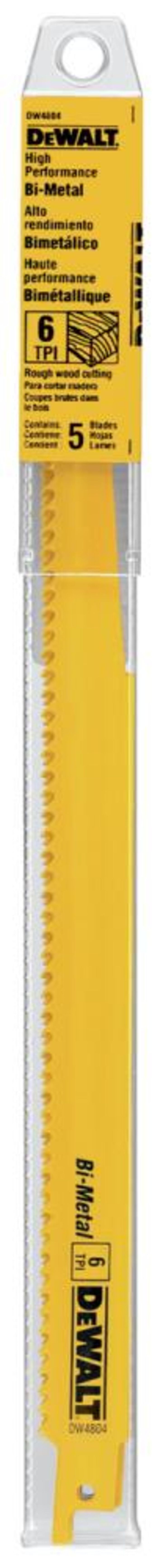 DEWALT 12-in 6TPI Wood Cut Recip Blade 5-Pack, large image number 1