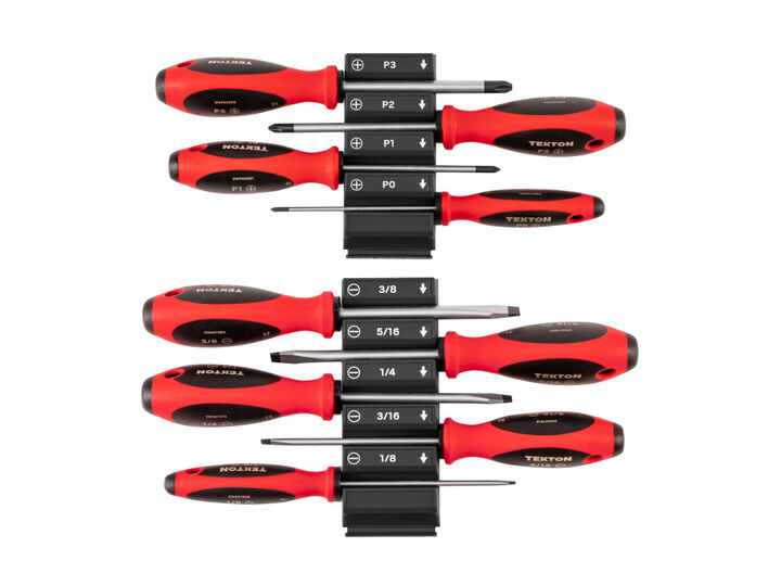 Tekton Phillips and Slotted Screwdriver Set with Organizer #0-#3, 1/8-3/8 9 Pieces