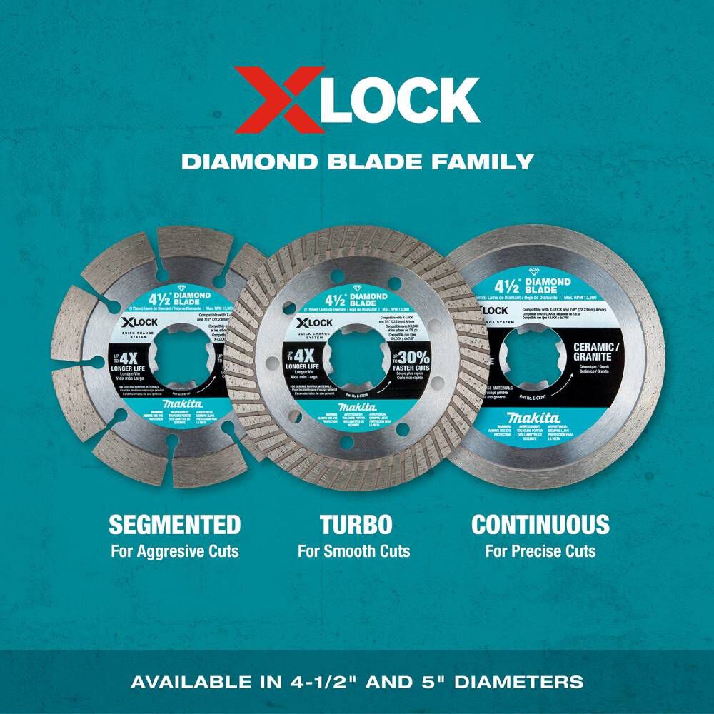 Makita XLOCK 4 1/2 Inch Continuous Rim Diamond Blade for Ceramic and Granite, large image number 9