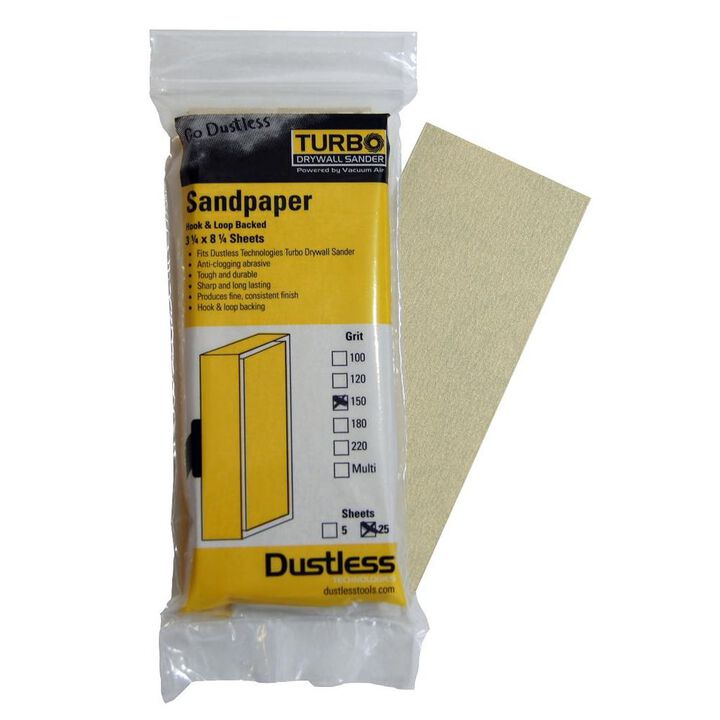 Dustless Technologies Tan 150 Grit Sandpaper For 50001 Sander - 25 Pack