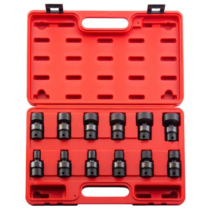 Sunex 3/8 Inch Drive 12 Pt SAE Universal Impact Socket Set 12pc
