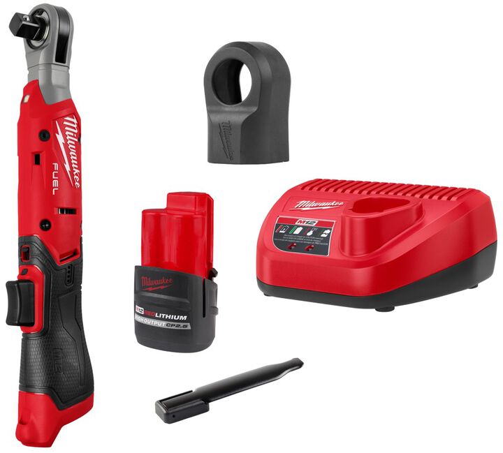 Milwaukee M12 FUEL 1/2 Inch Ratchet Kit & Protective Boot Bundle