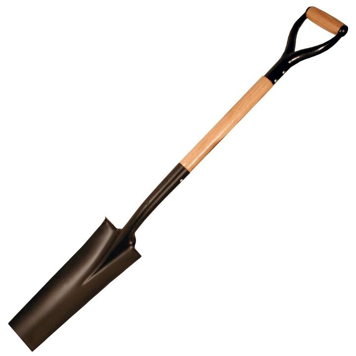Kraft Tool Co 14 Gauge Tempered Steel Square Blade Drain Spade with D Handle, large image number 1