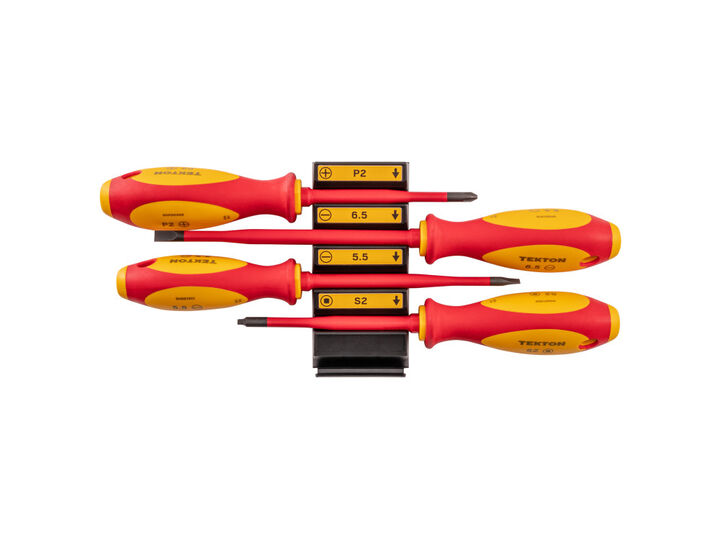 Tekton Insulated Screwdriver Set with Organizer 4 Piece #2 5.5 - 6.5 mm S2