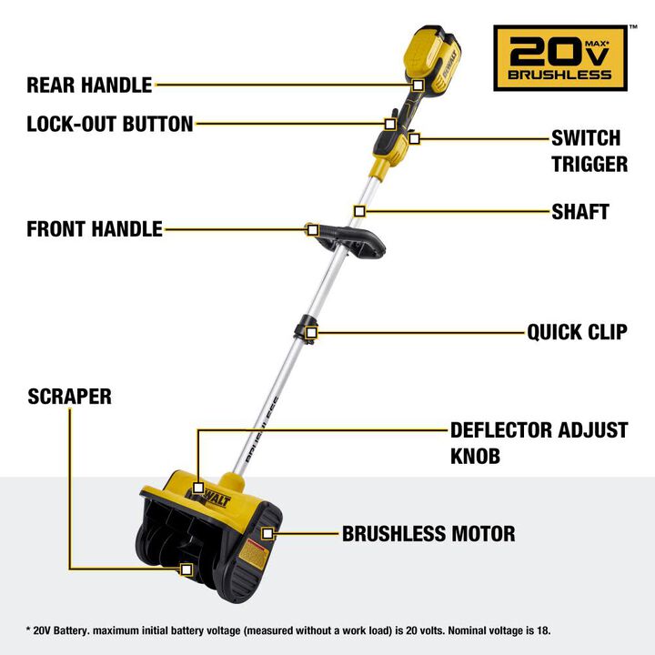 DEWALT 20V 10 Inch Cordless Electric Snow Shovel (Bare Tool), large image number 1