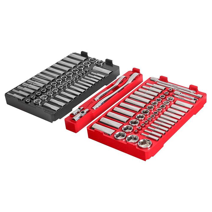 Milwaukee 3/8 32pc Ratchet and Socket Set in PACKOUT - Metric Tray, large image number 6