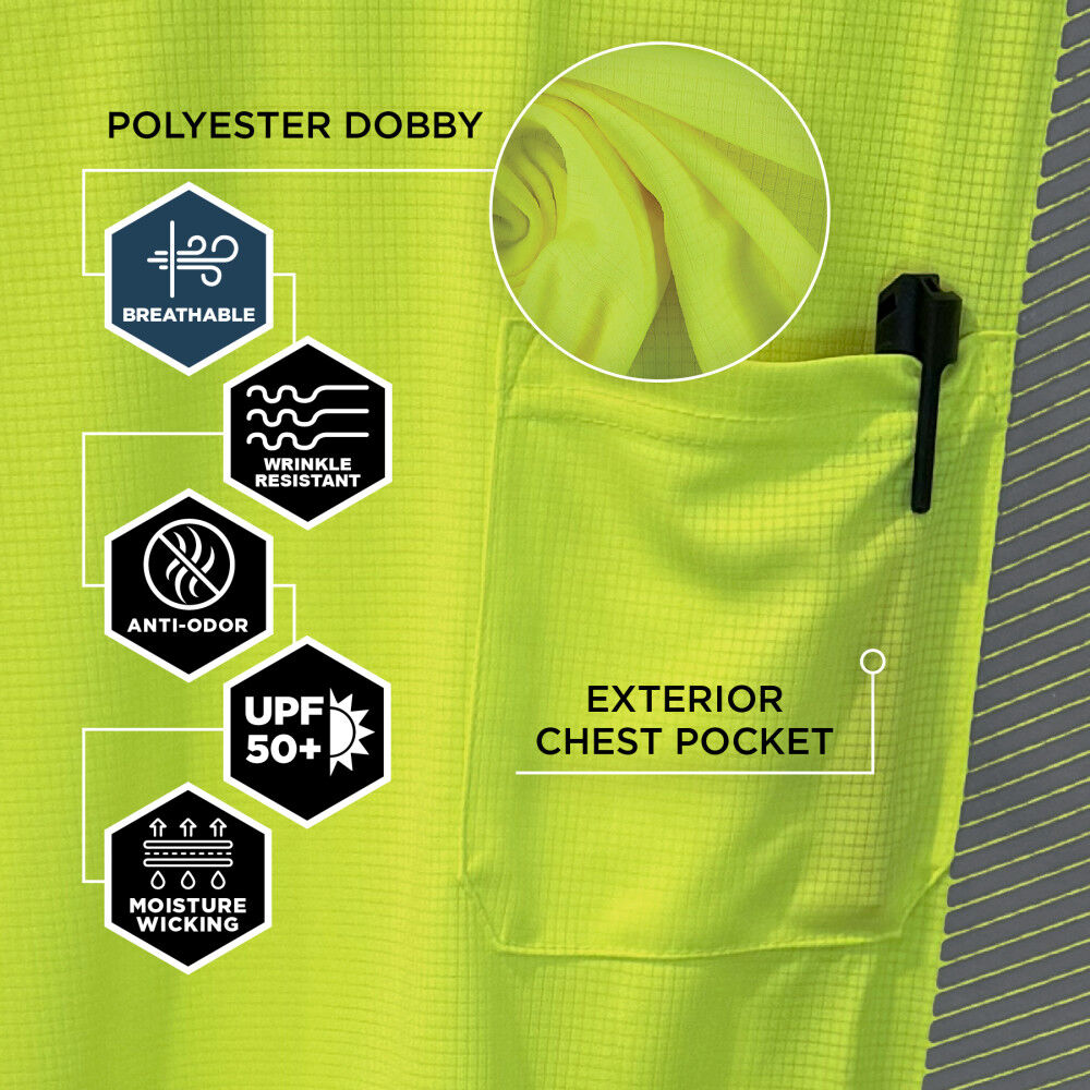 Ergodyne GloWear 8278BK Womens Performance Class 2 Long Sleeve Shirt Hi-Vis Lime XL, large image number 5