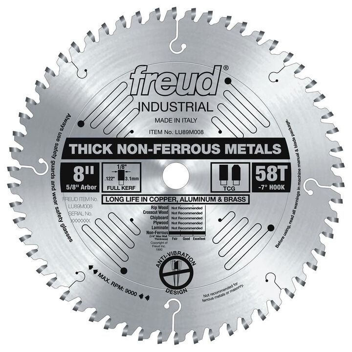 Freud 8in Thick Non-Ferrous Metal Blade