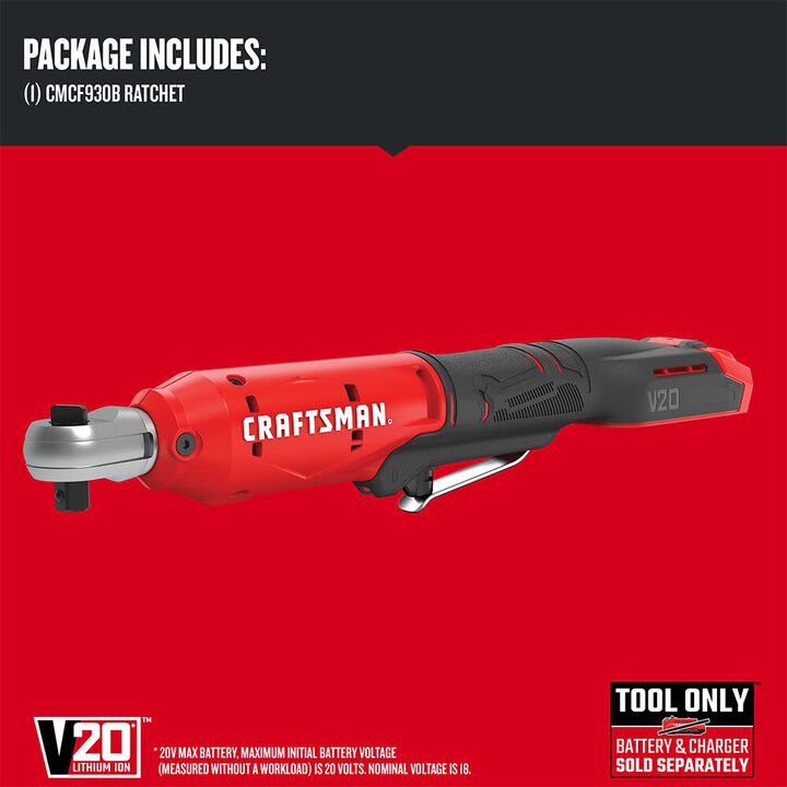 CRAFTSMAN V20* Cordless 3/8 Inch Drive Ratchet (Bare Tool), large image number 4