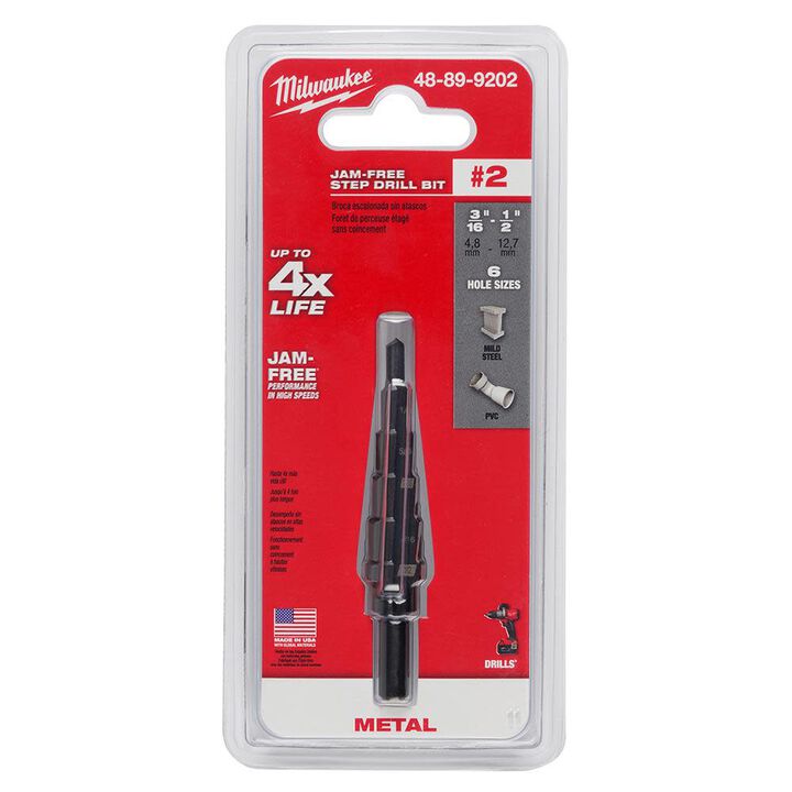 Milwaukee #2 Step Drill Bit 3/16 in. - 1/2 in. x 1/16 in., large image number 6
