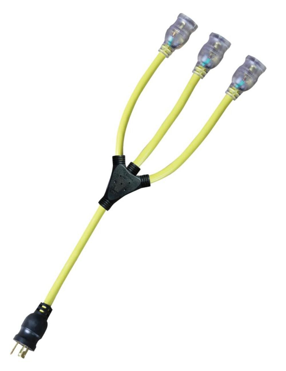 Voltec 2 Ft. 12/3 STW Yellow with Adapter NEMA L5-20P L5-20, large image number 1