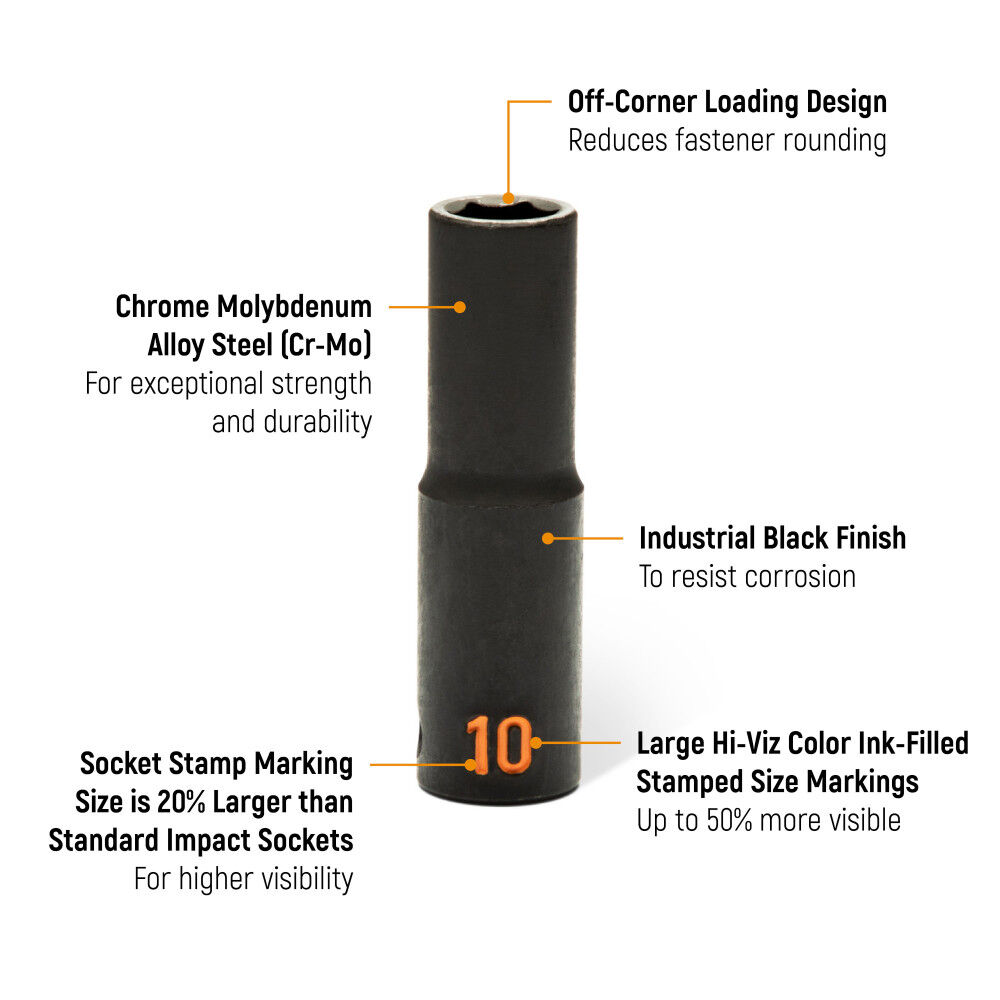 GEARWRENCH 1/2 Inch Drive 6 Point Metric Hi-Viz Deep Impact Socket Set 14 Pieces, large image number 3