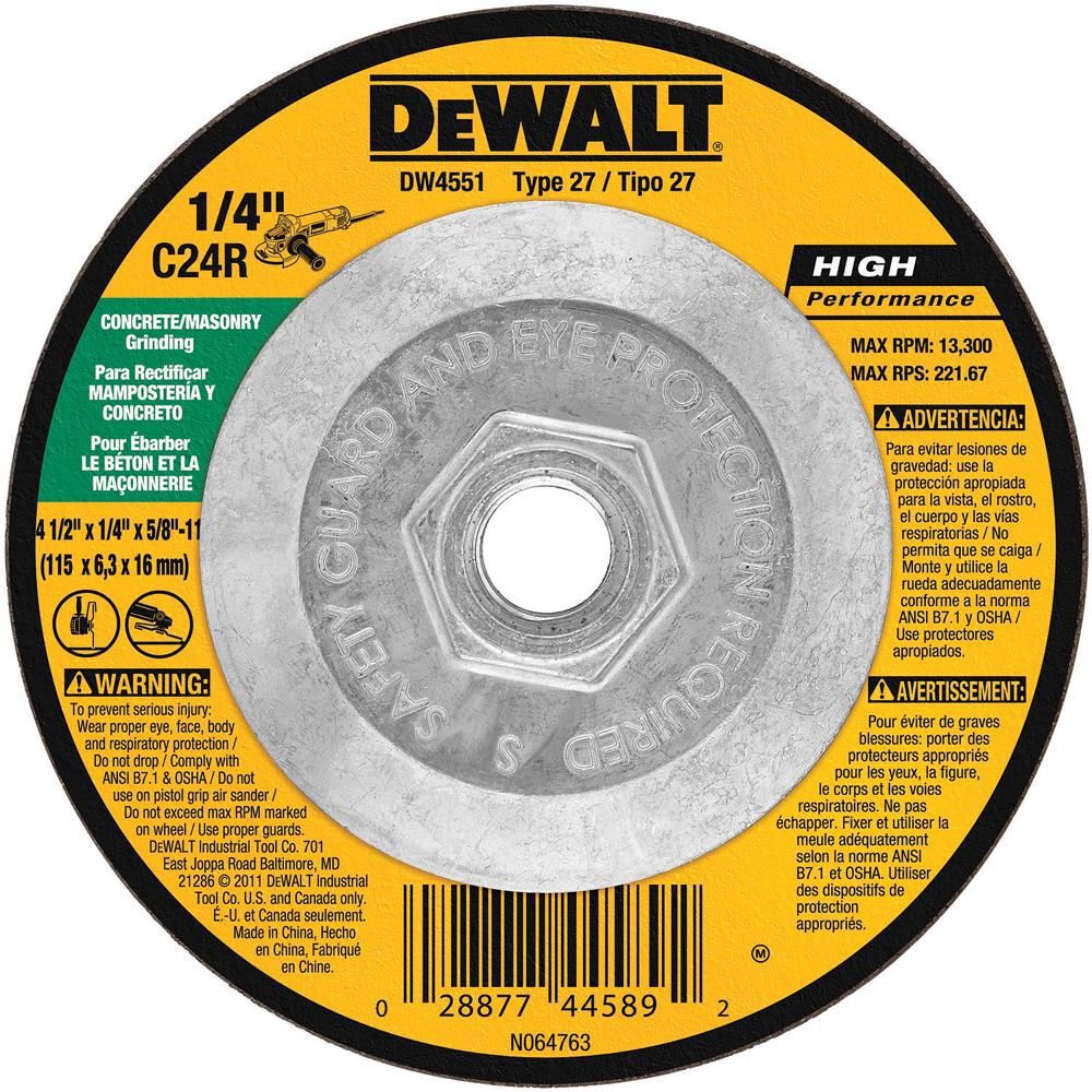 DEWALT 4-1/2 in. x 1/4 in. x 5/8 in. to 11 Masonry Grinding, large image number 1