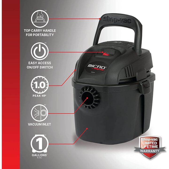 Shop Vac Micro Wet/Dry Vacuum 1 Gallon 1.0 Peak HP, large image number 2