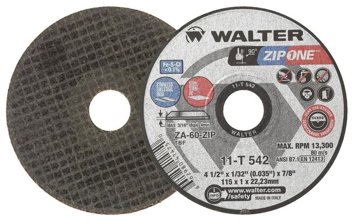 Walter Cut-Off Wheel, 4-1/2 x 1/32 x 7/8 Inch ZIP ONE, Type 1