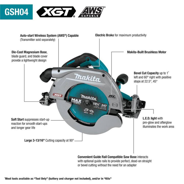 Makita 40V max XGT 10 1/4in Circular Saw Guide Rail Compatible Base (Bare Tool), large image number 7