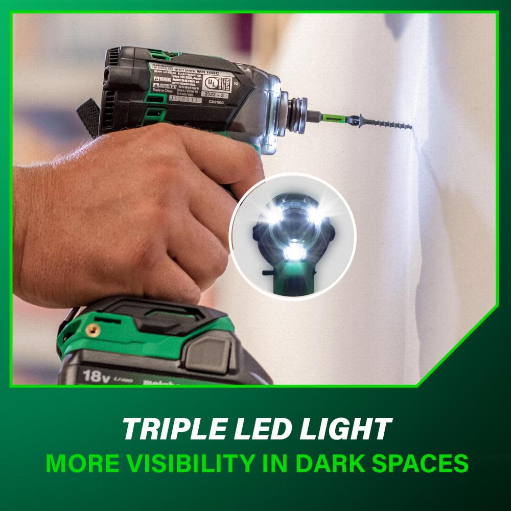 Metabo HPT 18V Cordless Triple Hammer Impact Driver 2Ah Batteries Kit, large image number 8