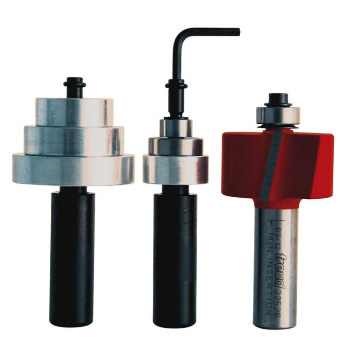 Freud Flush 1/8 In. 1/4 In. 5/16 In. 3/8 In. 7/16 In. 1/2 In. Depth Rabbeting Bit Set with Interchangeable Bearings with 1/2 In. Shank